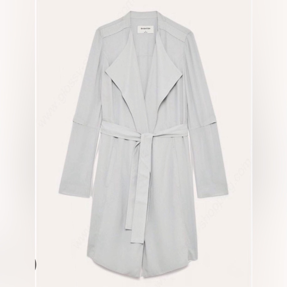 Aritzia Babaton Quincey Trench Coat in Light Gray